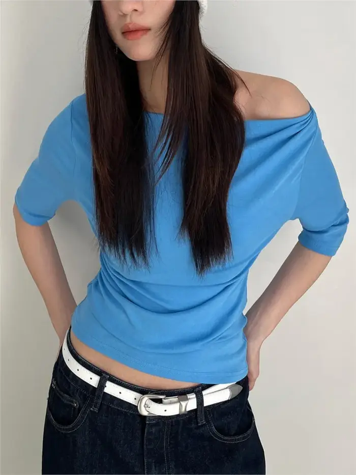 T-shirts à manches courtes bleu électrique pour femmes