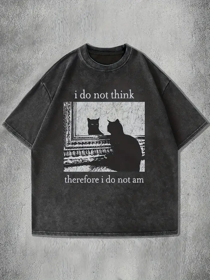 T-Shirt unisexe en coton délavé, coupe ample, décontracté, graphique, "je ne pense pas là, je ne sui