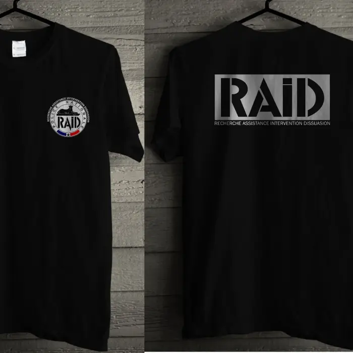 France Français Forces d'élite Spéciales Unité GIGN Raid BRI T-Shirt Manches Courtes Décontracté 100% Coton Chemises