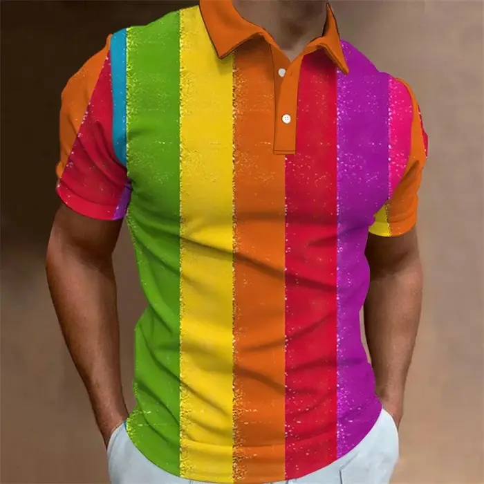 Polo arc-en-ciel à la mode pour hommes