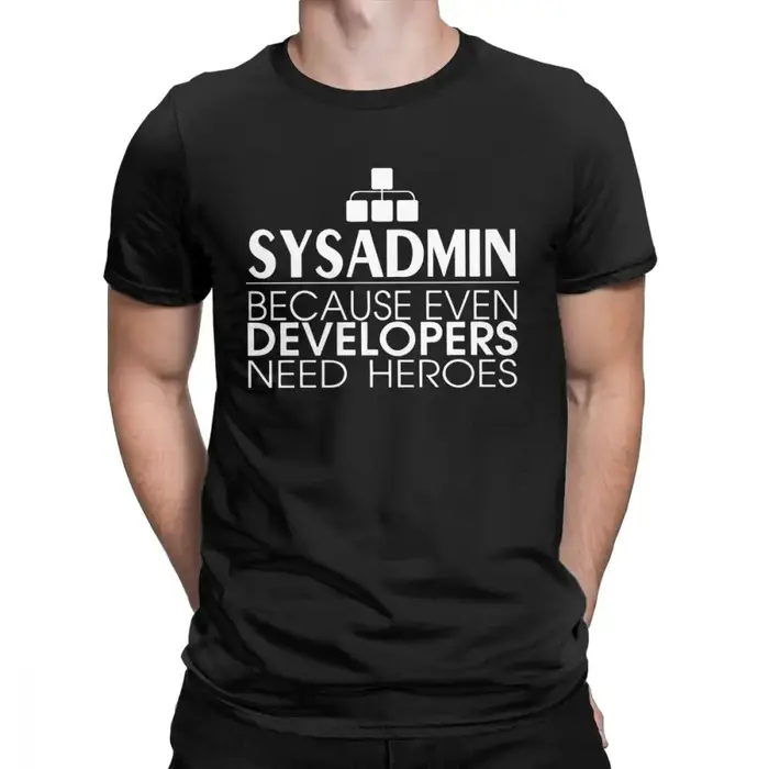 T-shirt en coton pour hommes, reconnaissance des amener Sysadmin, Linux, Debian UbunarySecurities, v
