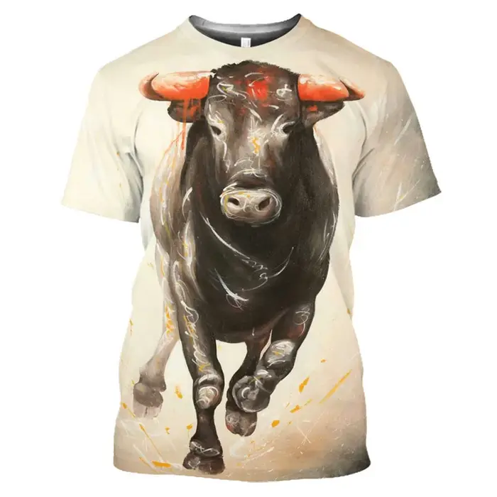 T-shirt graphique taureau d'Espagne pour hommes et femmes, t-shirts College en 3D, vêtements pour en