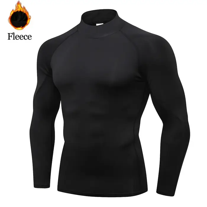 T-shirt d'hiver pour hommes polaire rapide chemise de course chaude à manches longues haut de Compression