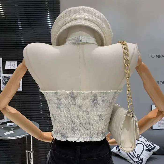 Matakawa Y2k vêtements dos nu t-shirt pour femmes imprimer printemps été Sexy Ropa De Mujer perles licou rétro débardeurs