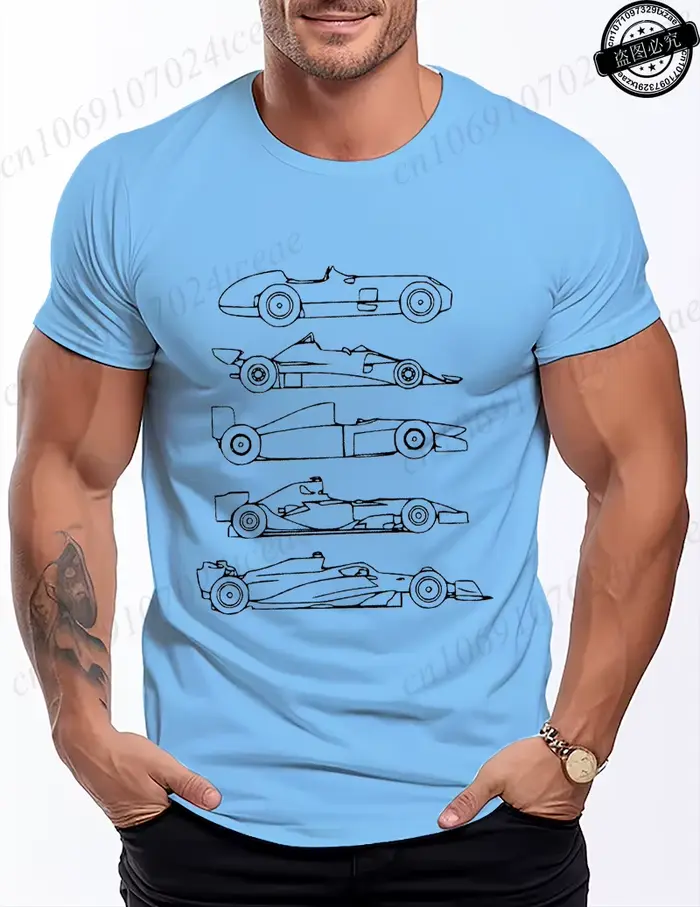 T-shirt vintage de course automobile pour hommes et femmes, vêtements amples à manches courtes, t-sh