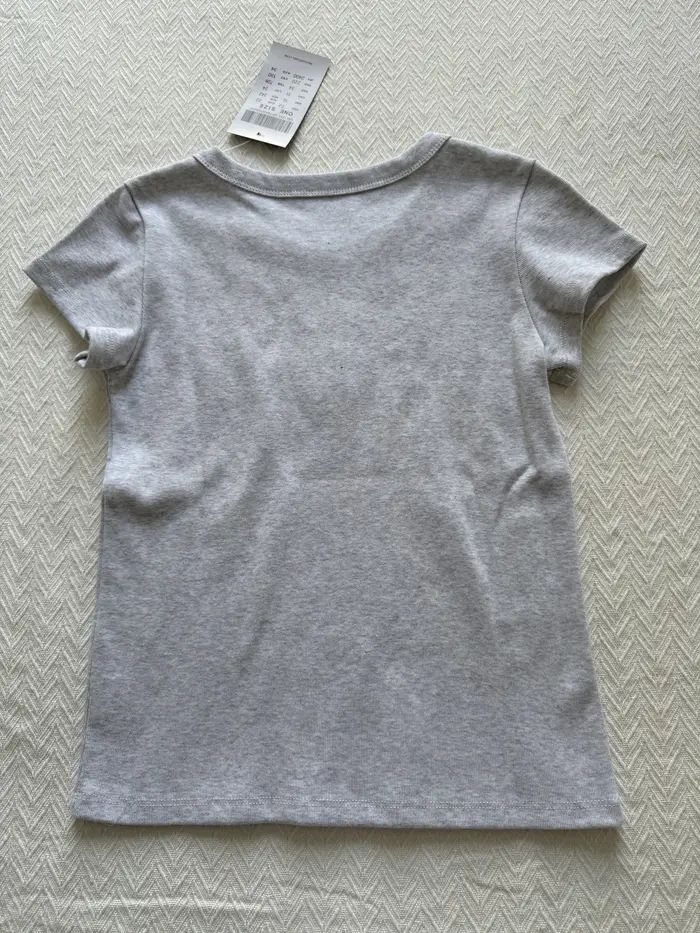 Fleur petit cerf broderie T-shirt col rond coton mince à manches courtes t-shirts femme doux mignon 