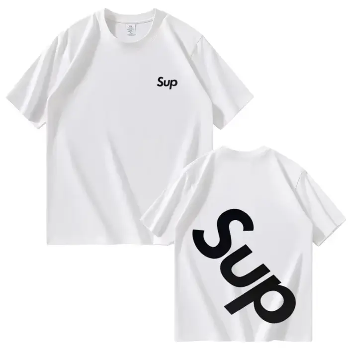 T-shirt unisexe d'été à imprimé lettres SUP, en coton, coupe oversize, manches courtes, style street