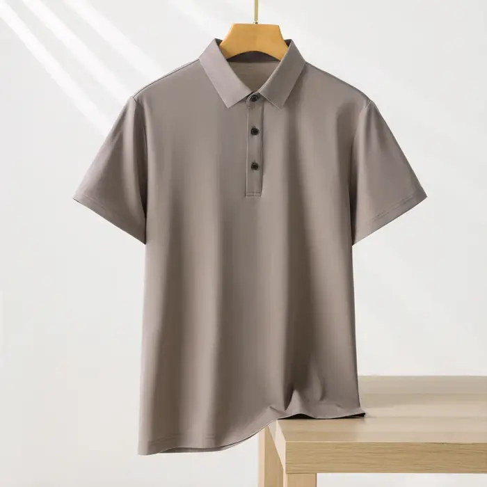 T-shirt Polo Homme Couleur Unie Manches Courtes Été Décontracté Ample Tendance Laisel Modal Tricoté Vêtements
