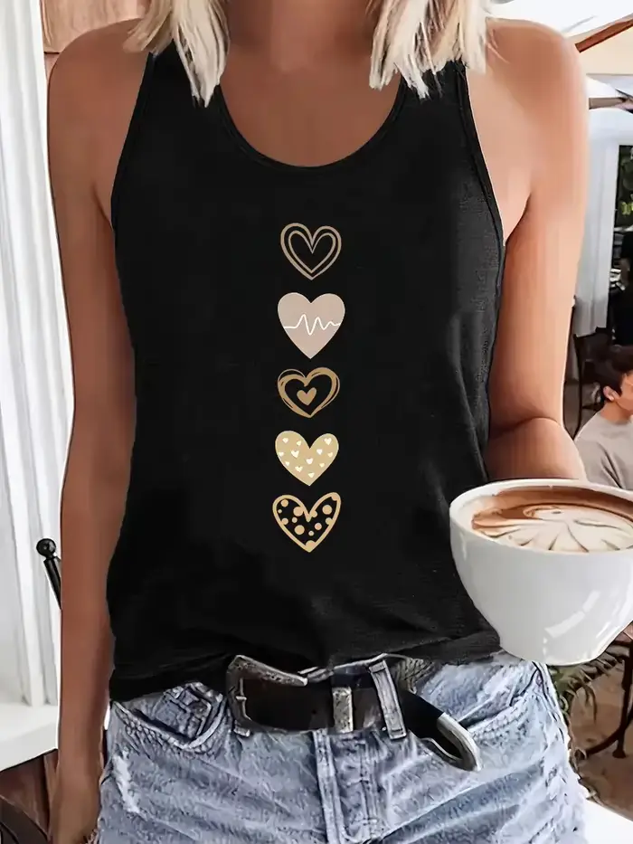 Débardeur graphique vintage imprimé cœur d'amour années 90 pour femme