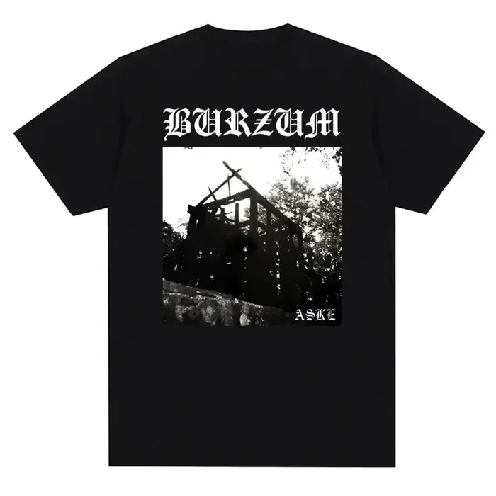 T-shirt vintage en métal avec impression de couverture d'album Burzums