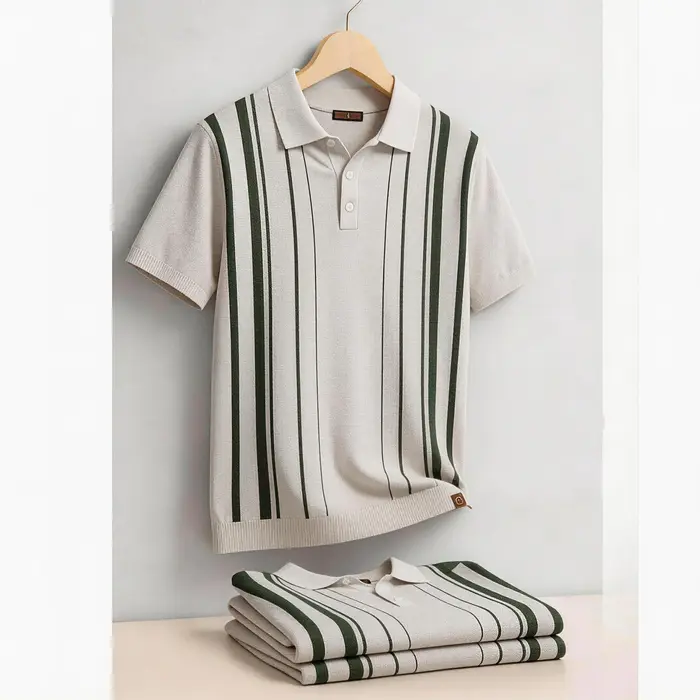 Polo Homme 2026 Rayé Style Old Money Manches Courtes Doux Respirant Décontracté Élégant Quotidien Luxe