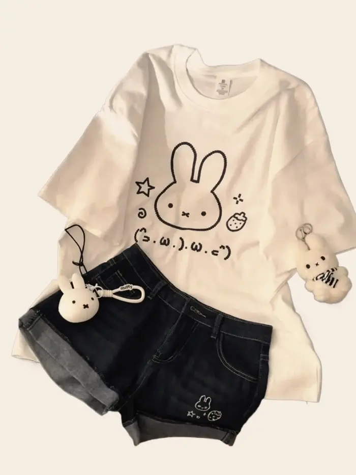 T-shirt à manches courtes en coton pur blanc pour femme
