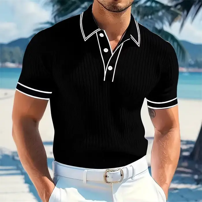 Nouveau Polo Homme Manches Courtes Couleur Unie Décontracté Chic Été T-shirt Tendance Golf