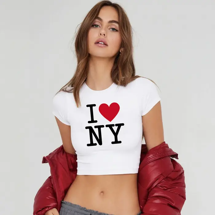 T-shirt en coton imprimé texte I Love New York pour filles