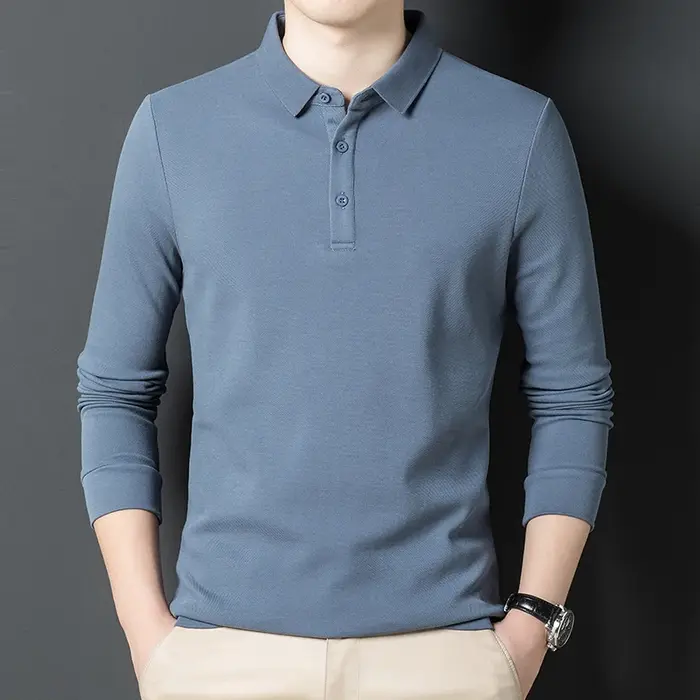 Polo décontracté à manches longues pour homme