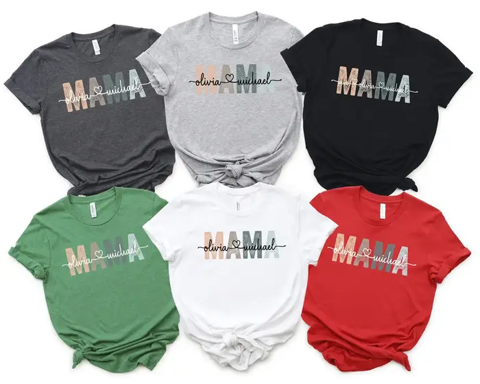 T-shirt personnalisé pour maman avec les noms des enfants, cadeau pour la fête des mères, t-shirt en