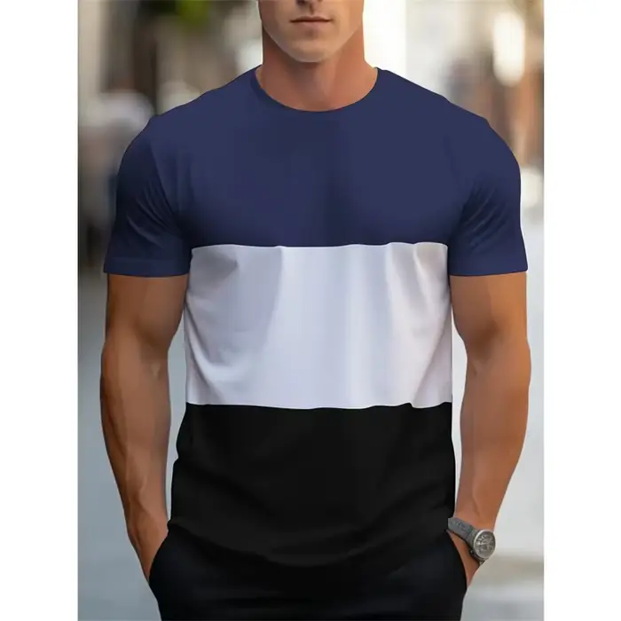T-shirt à motif de rayures colorées pour hommes