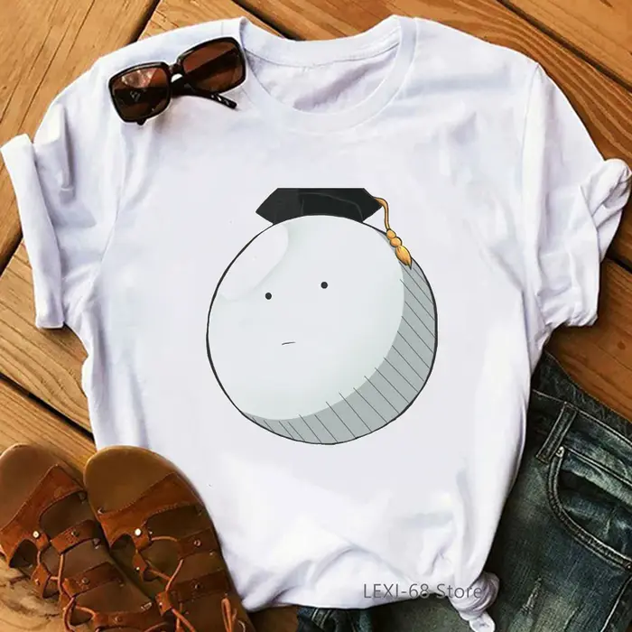 T-shirt graphique humoristique pour femme, imprimé lettre, Koro Sensei Bruh Face, aujourd'hui je sui