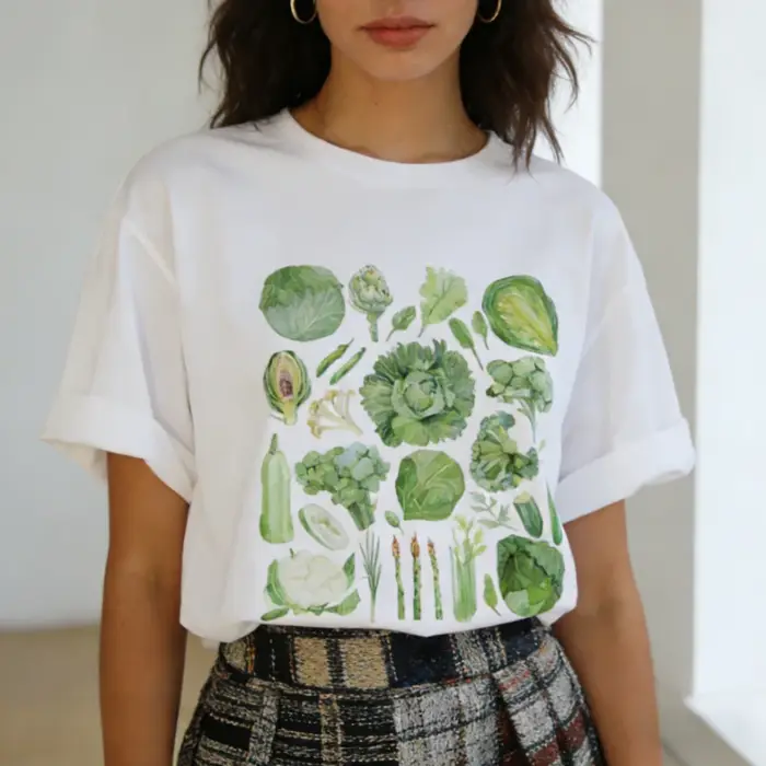 T-shirt graphique vintage à motif végétal