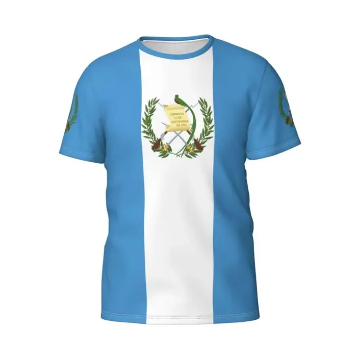 T-shirt en jersey à col rond à thème drapeau du Guatemala