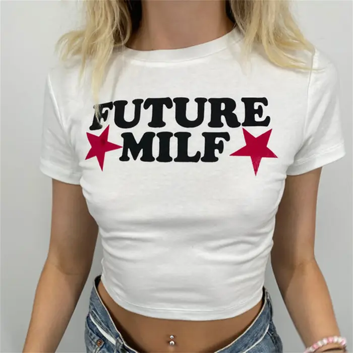 FUTURE MILF-T-shirt court Y2K, mode été, pour bébé