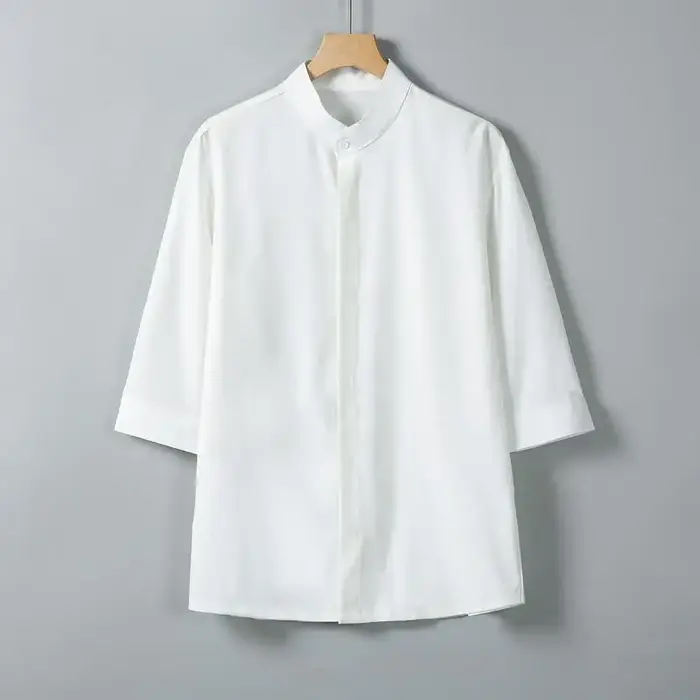 Chemise d'été à manches courtes et col Mandarin pour hommes
