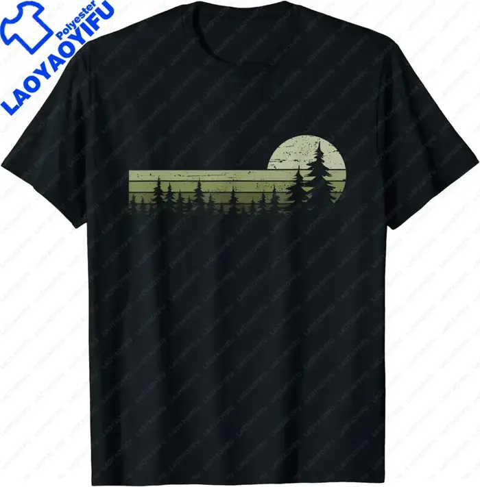 Arbres faune Nature Vintage forêt T-Shirt vêtements de plein air hauts