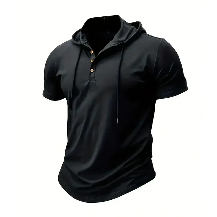 T-shirt à capuche pour hommes, Slim, Fitness, manches courtes, léger, Fitness, respirant, hauts de s