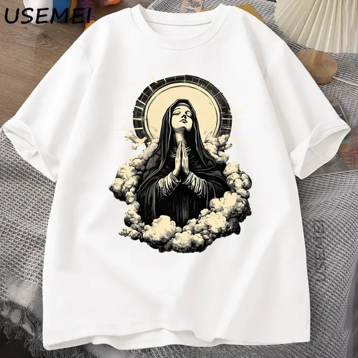 T-shirt chrétien vierge marie graphique