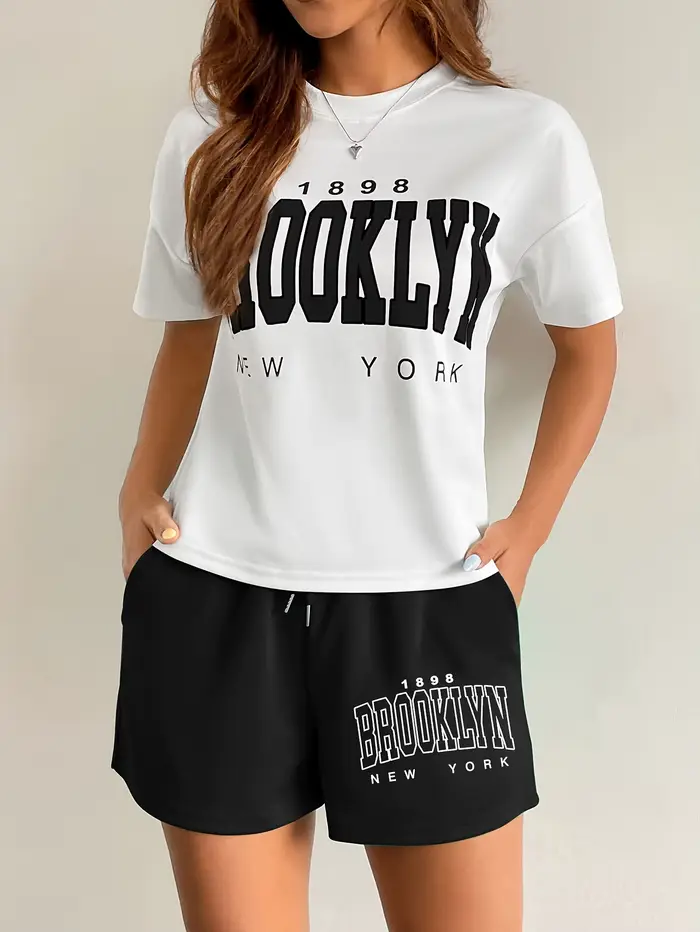 Ensemble t-shirt et short à manches courtes pour femmes