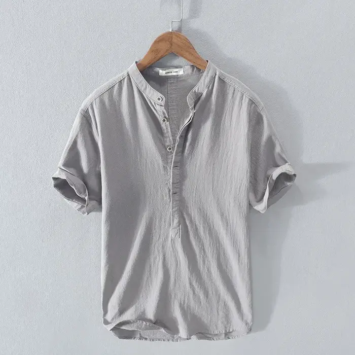 Chemise en coton et lin pour homme