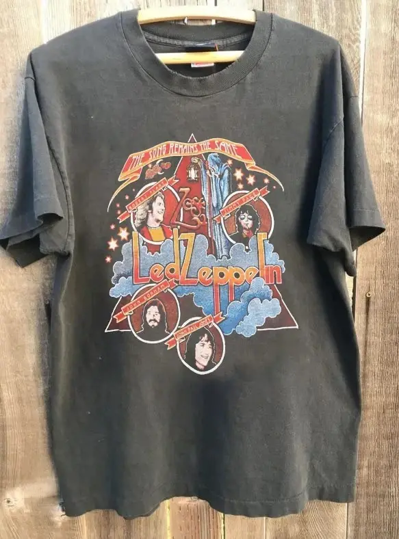 Chemise graphique LED ZEPPELIN 1970s Tour Band, couleur anthracite, unisexe
