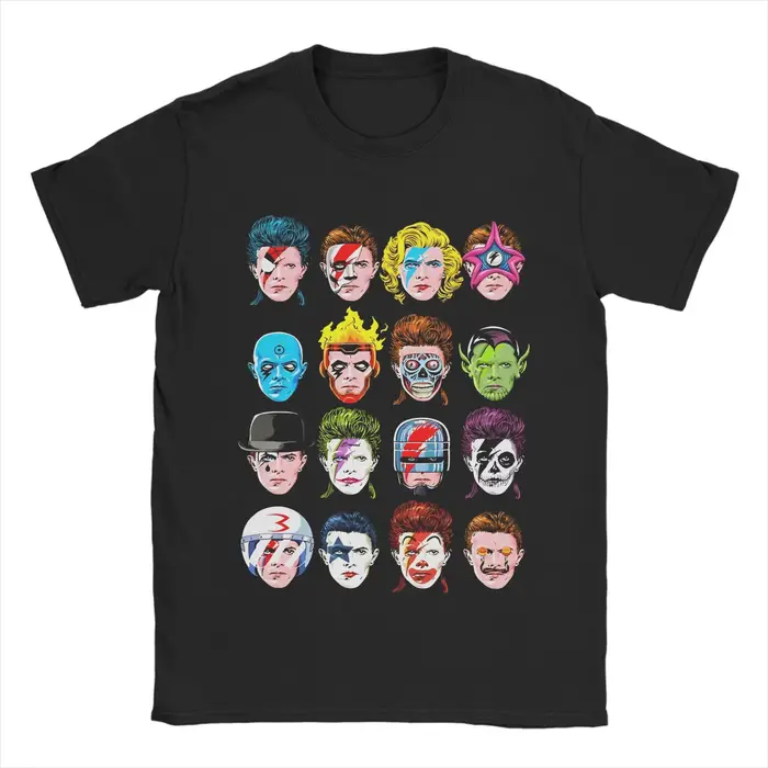 Nouveau T-shirt décontracté à manches courtes et col rond imprimé D-David's Bowied