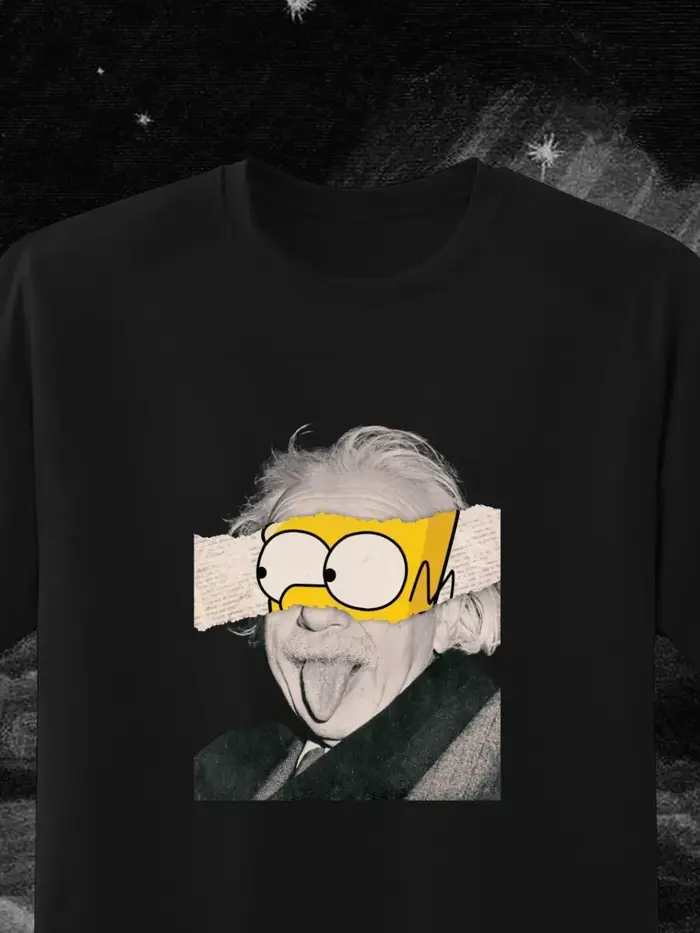 Einstein et Homer T-shirt noir été hommes et femmes hiver surdimensionné ample sweat-shirt décontracté