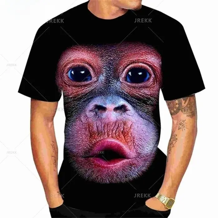Animal T-Shirt pour hommes 3D imprimé Design Spoof gorille drôle singe femmes