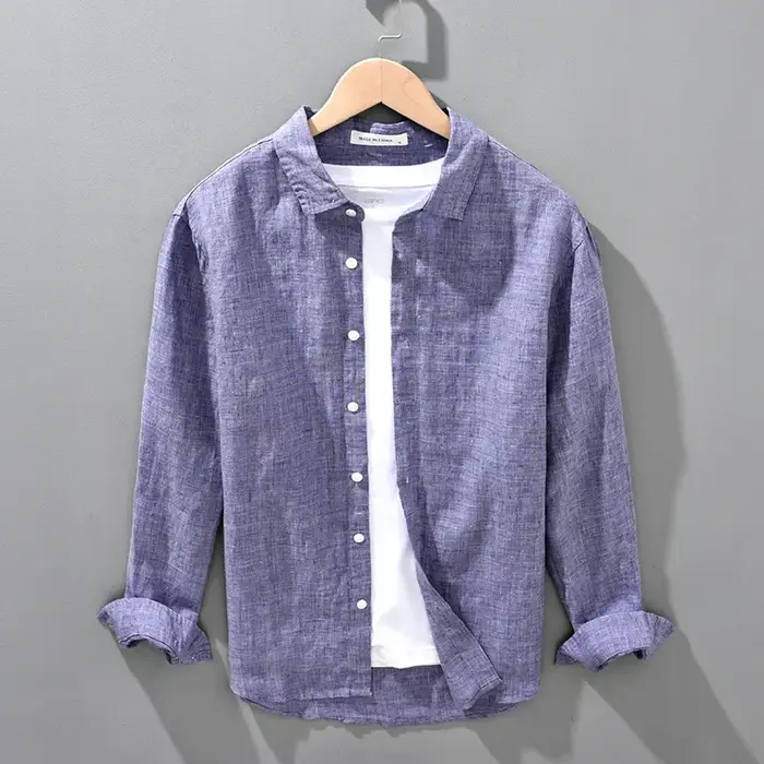 Chemise en lin à manches longues pour hommes