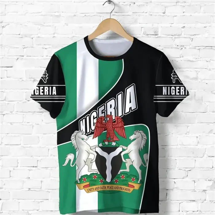 Économie à manches courtes pour hommes, Emblem Graphic Print, Nigeria Feel, Vêtements africains, Zon