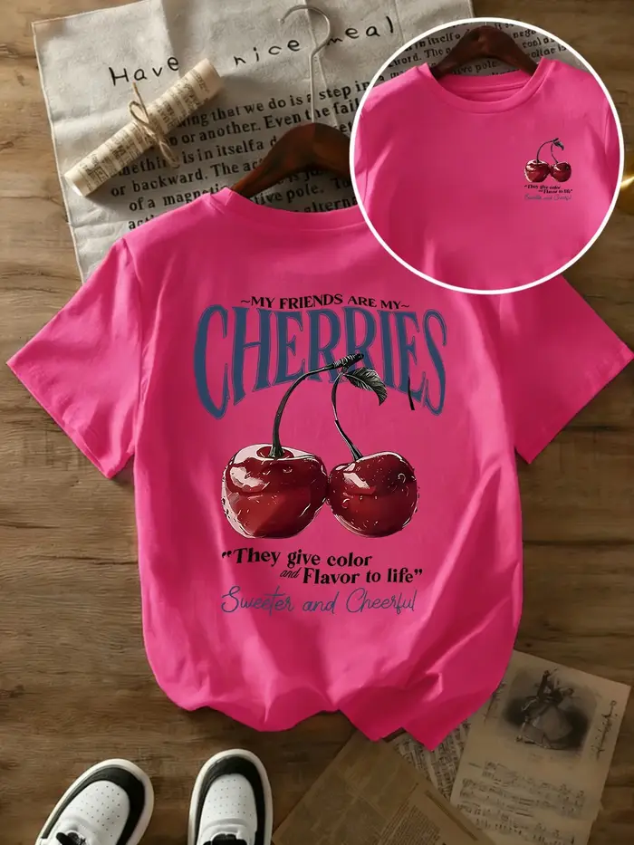 T-shirts imprimés cerises pour femmes