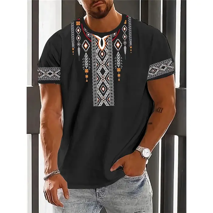 T-Shirt à motif ethnique africain pour hommes
