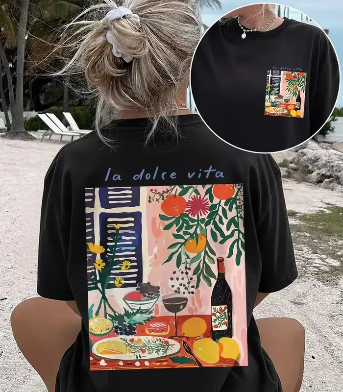 T-shirt graphique tendance La Dolce Vita pour femme