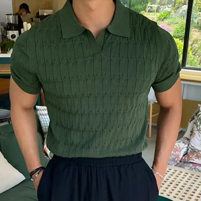 Polo jacquard à rayures pour hommes