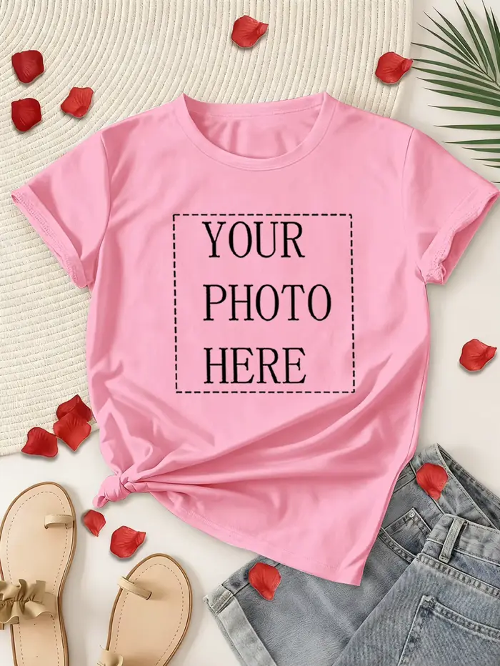 T-shirt pour femme avec photo et texte imprimés