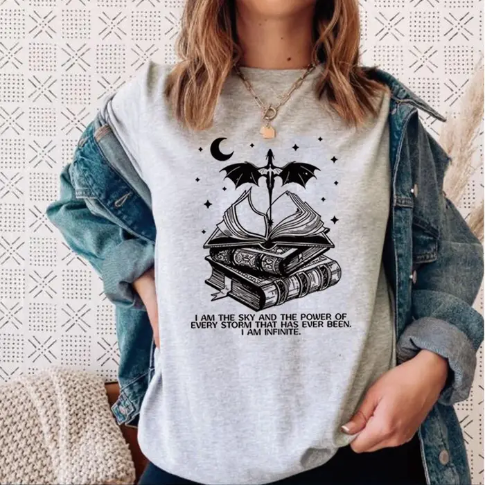 T-shirt Vintage Basgiath War imprimés, I Am The Sky, Fourth Wing Tee, Dragon Rider, Y Bookish, The U