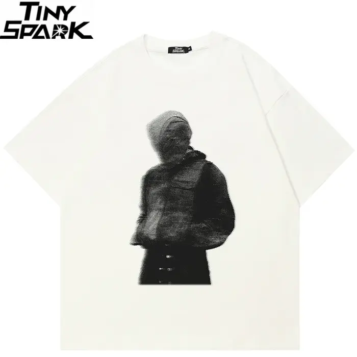T-shirt Homme 2026 Streetwear Décontracté Beige Blanc Esthétique Minimaliste Imprimé Graphique