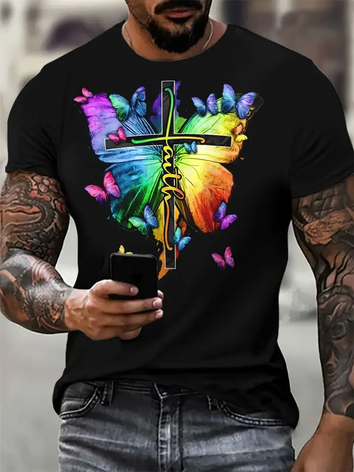 T-shirt à manches courtes imprimé 3D pour hommes