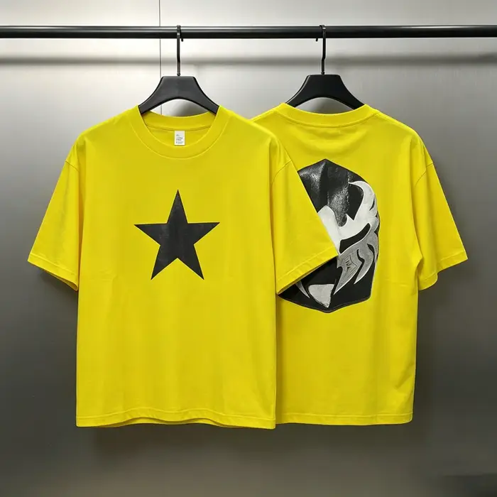 T-shirt unisexe Yzy 2026 à manches courtes avec imprimé étoile à cinq branches sur la poitrine