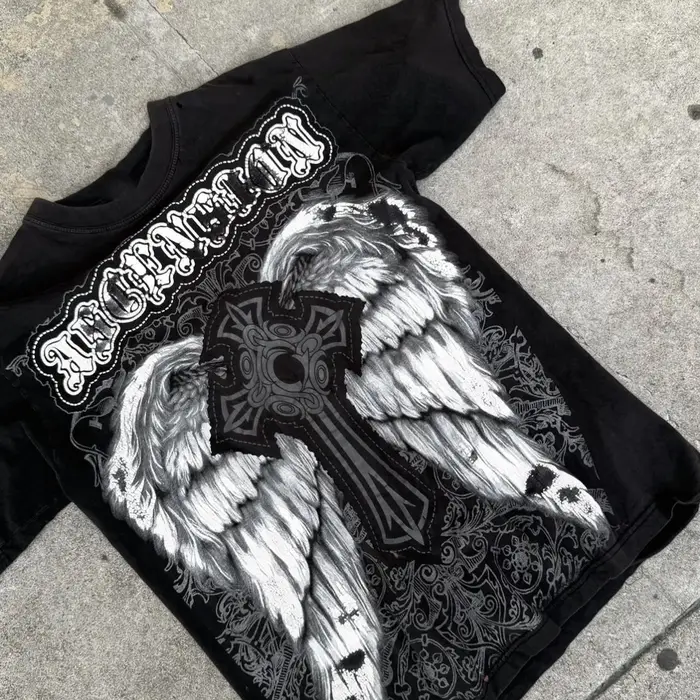 Classique Y2K Style gothique T-shirt imprimé surdimensionné
