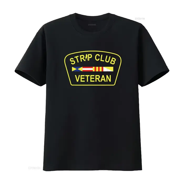 Strip Club Veteran T-shirt drôle vintage lavé graphique streetwear élégant étiré doux légèrement respirant décontracté mode