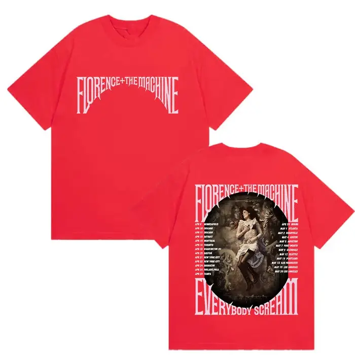 Florence + The Machine Everybody Scream Tour 2026 T-shirt graphique pour hommes et femmes, Vintage H
