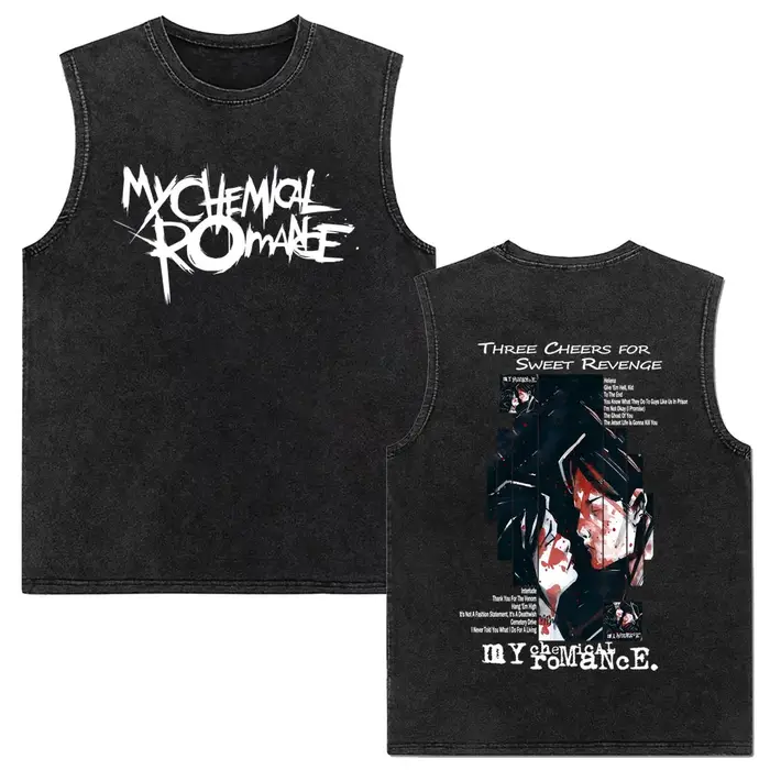 Mon Romance chimique l'album Black Parade Vintage lavé débardeurs hommes femmes Punk Emo Rock surdimensionné sans manches gilet t-shirts